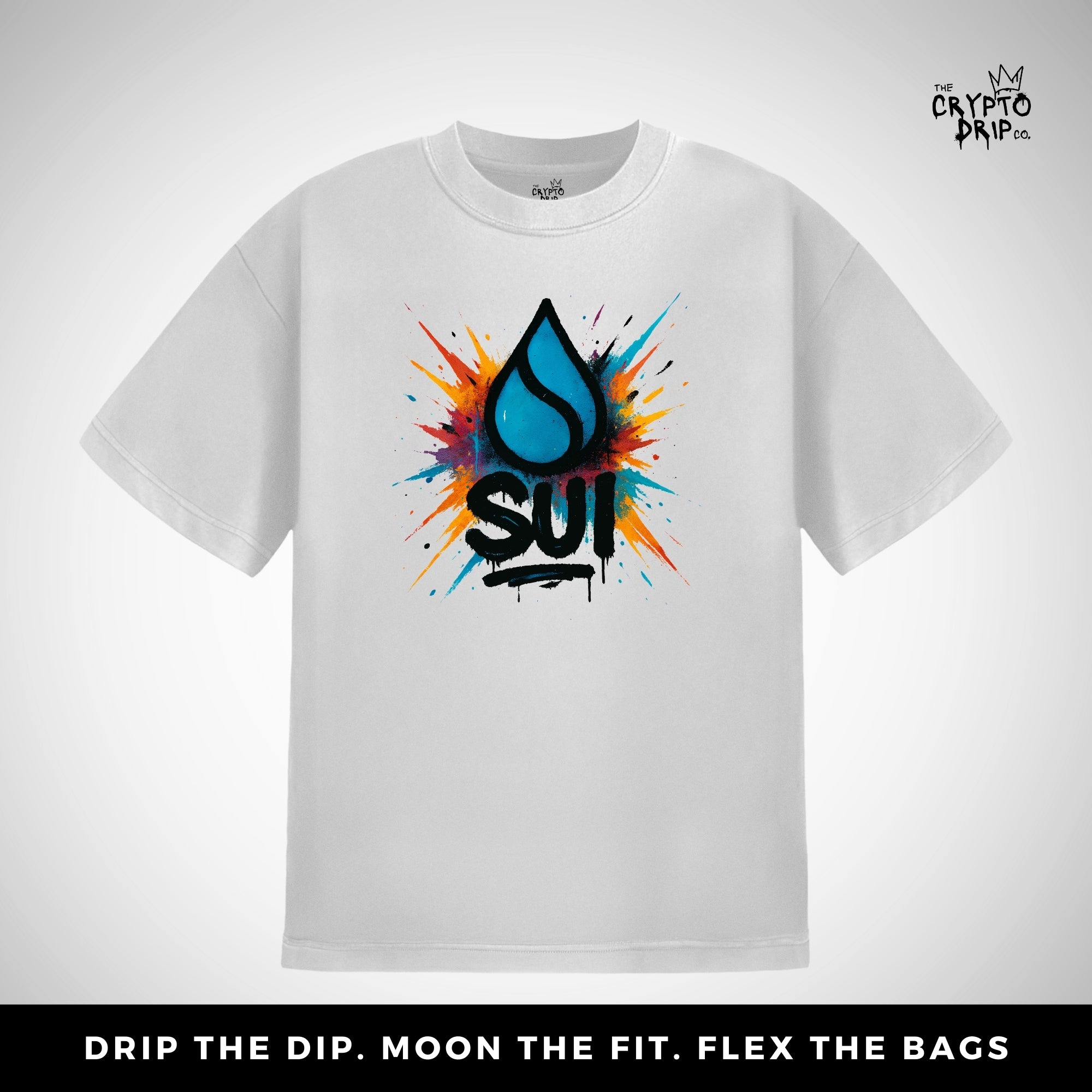 SUI Graffiti Splash T-Shirt | Women's Crypto Shirt for Traders, Degens & Blockchain Fans | Inspired by SUI