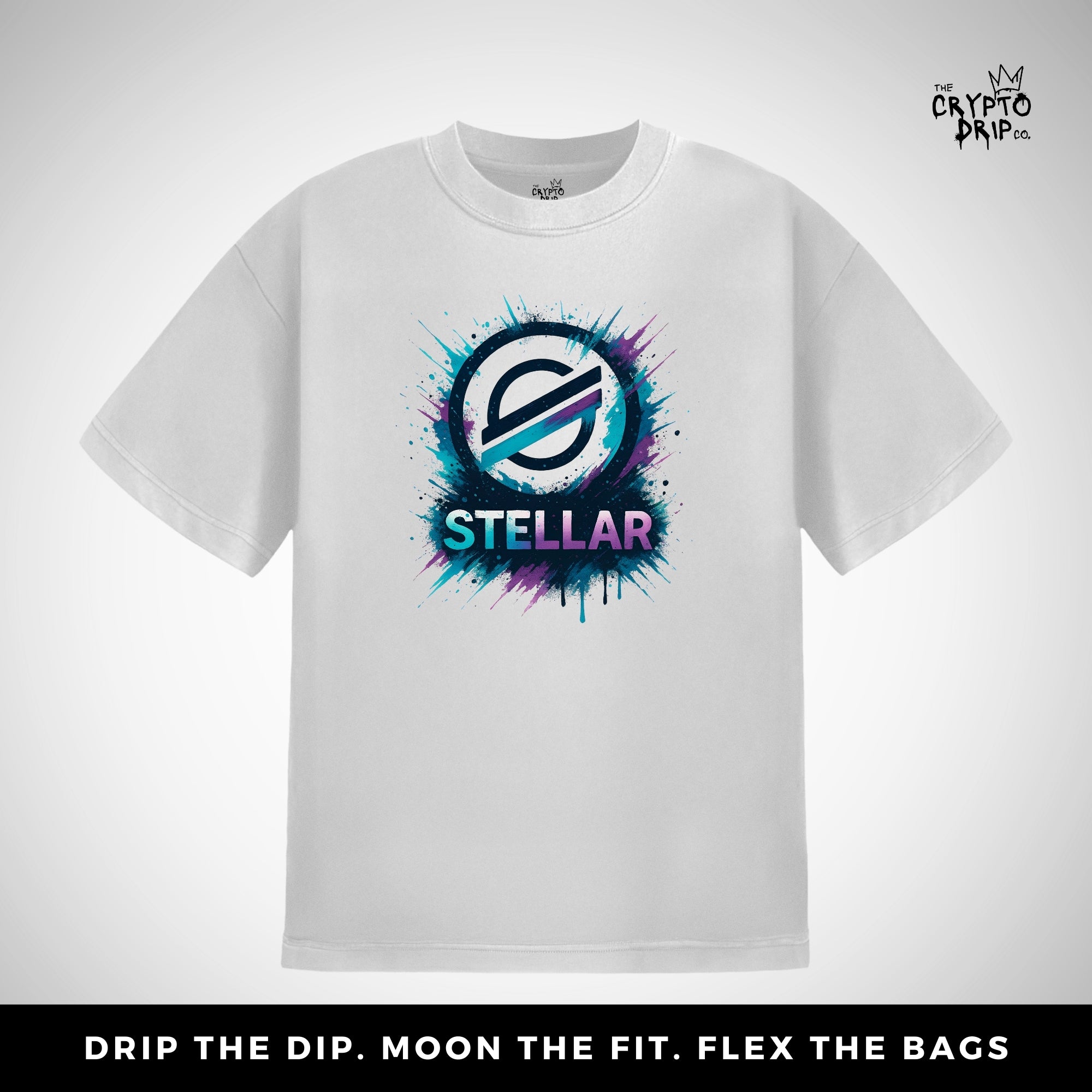 Stellar XLM Graffiti Splatter T-Shirt | Women's Crypto Shirt for Traders, Degens & Blockchain Fans | Inspired by Stellar XLM
