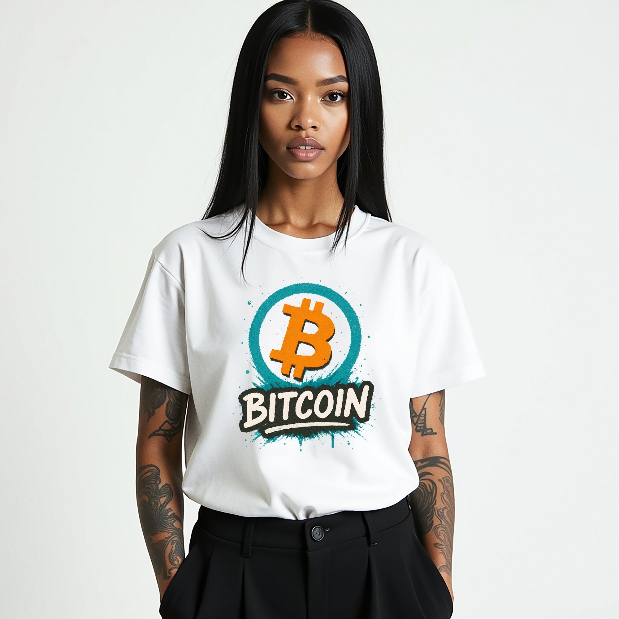 Vintage Bitcoin Skater T-Shirt | Women's Crypto Shirt for Traders, Degens & Blockchain Fans | Inspired by Bitcoin