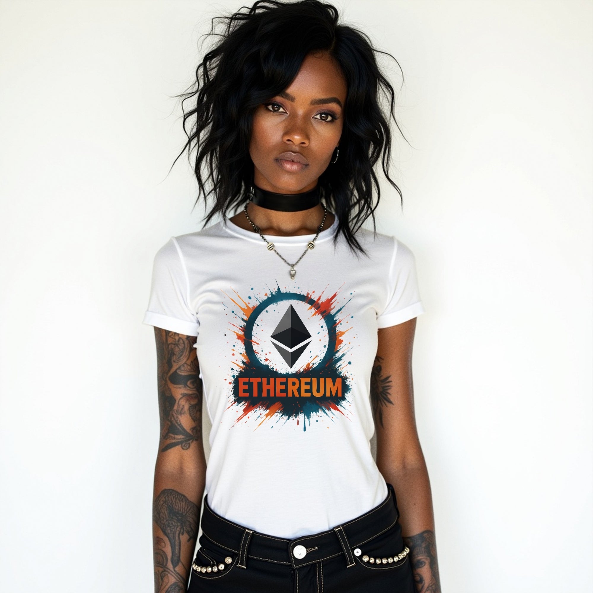Ethereum Graffiti Splatter T-Shirt | Women's Crypto Shirt for Traders, Degens & Blockchain Fans | Inspired by Ethereum