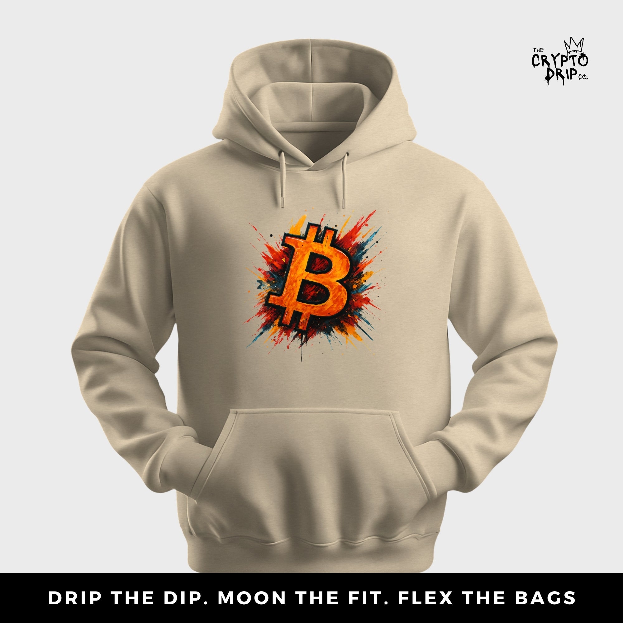 Bitcoin Graffiti Splash Hoodie | Crypto Hoodie for Traders, Degens & Blockchain Fans | Inspired by Bitcoin