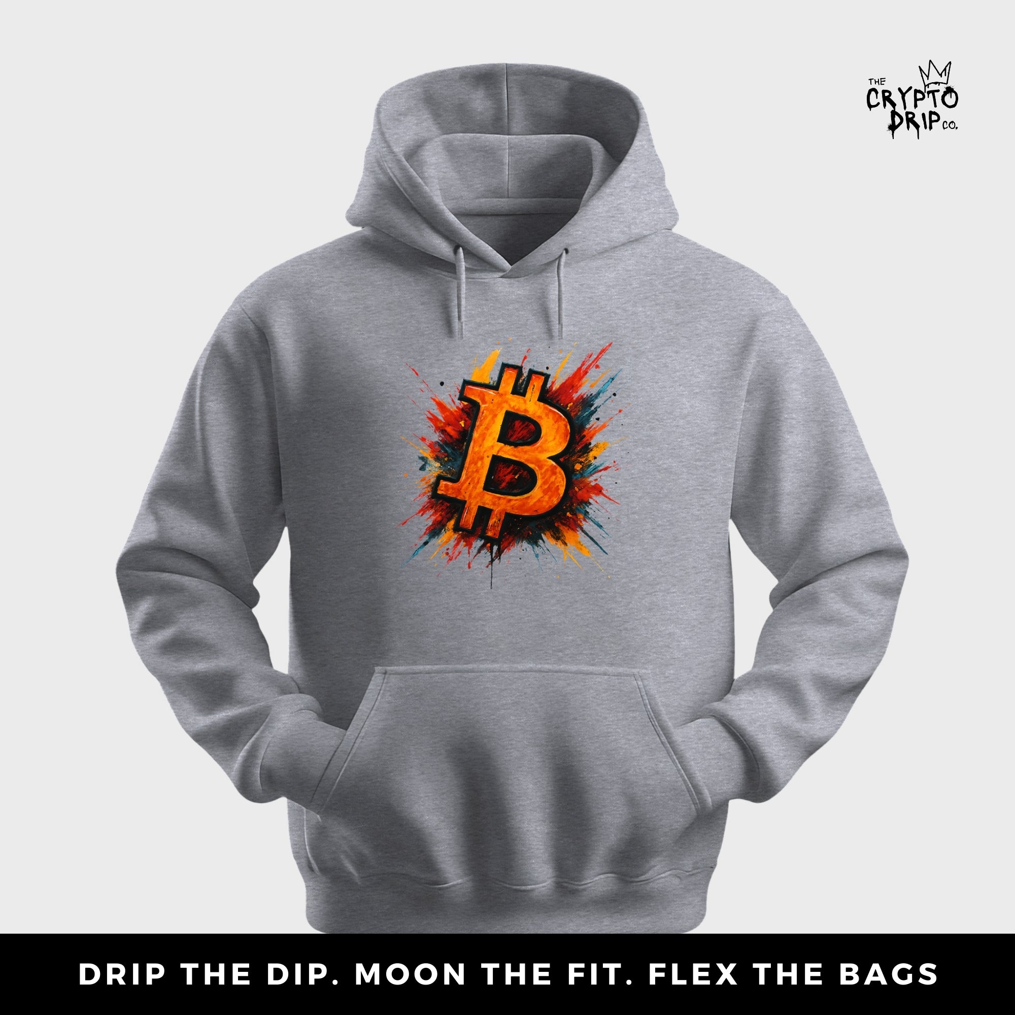 Bitcoin Graffiti Splash Hoodie | Crypto Hoodie for Traders, Degens & Blockchain Fans | Inspired by Bitcoin