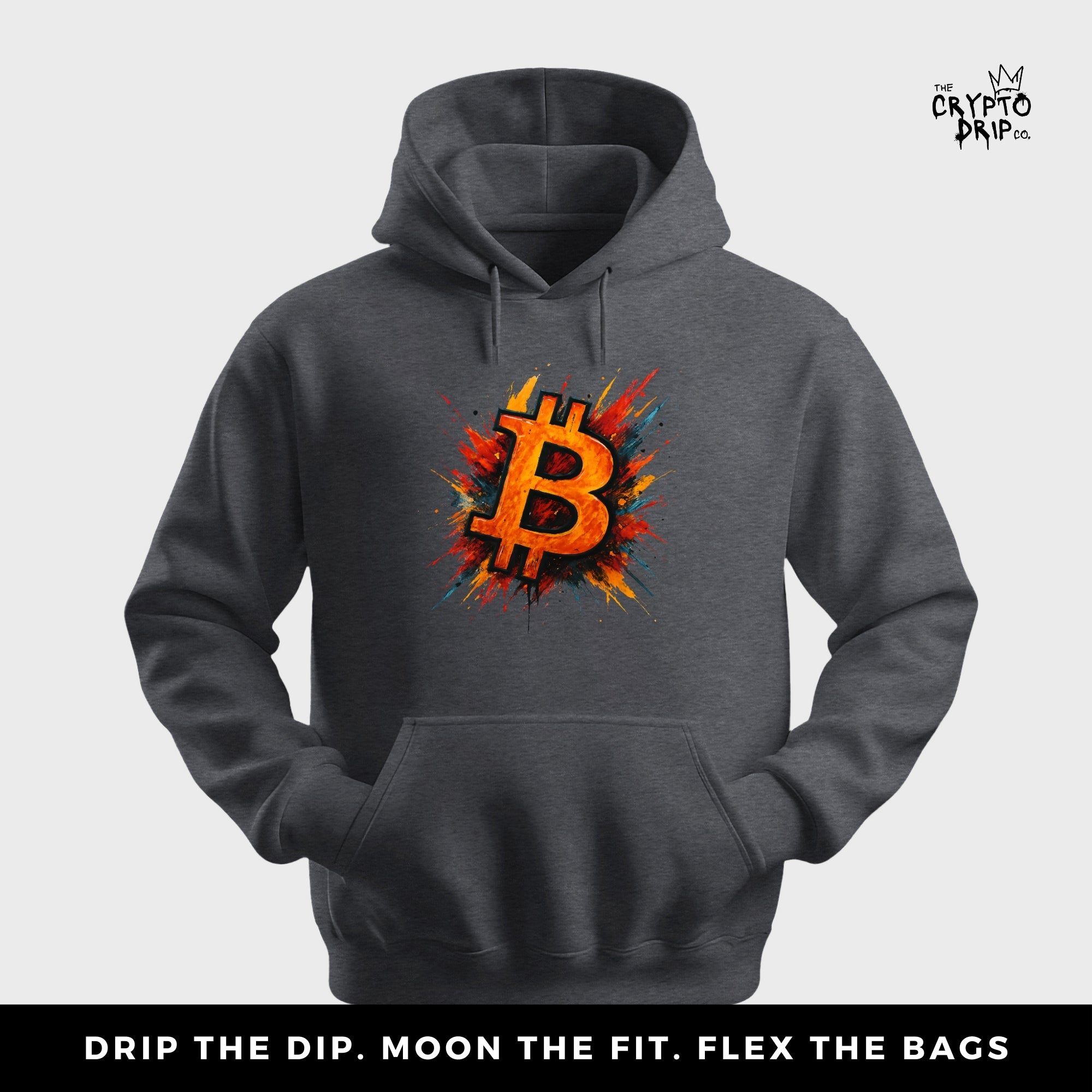 Bitcoin Graffiti Splash Hoodie | Crypto Hoodie for Traders, Degens & Blockchain Fans | Inspired by Bitcoin