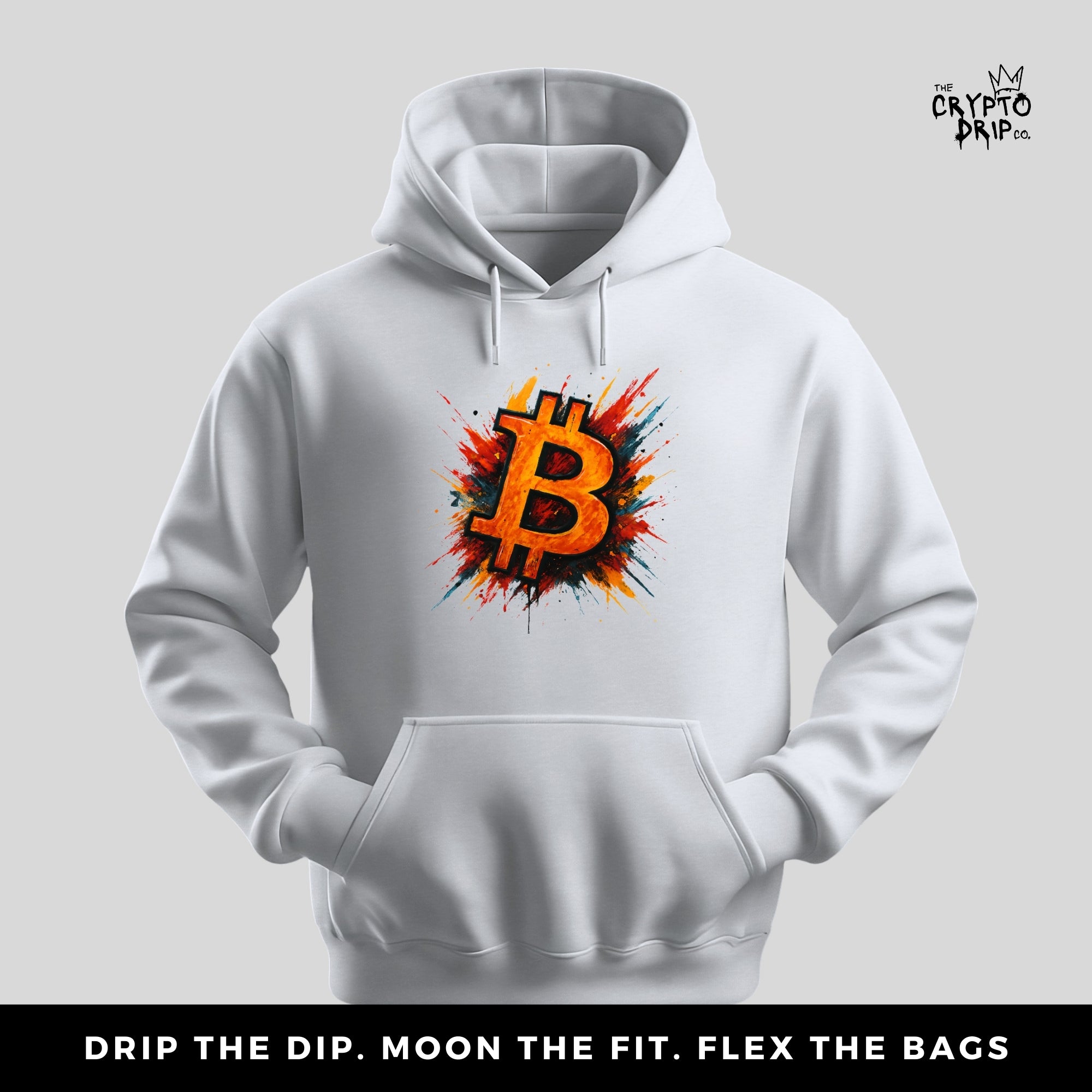 Bitcoin Graffiti Splash Hoodie | Crypto Hoodie for Traders, Degens & Blockchain Fans | Inspired by Bitcoin