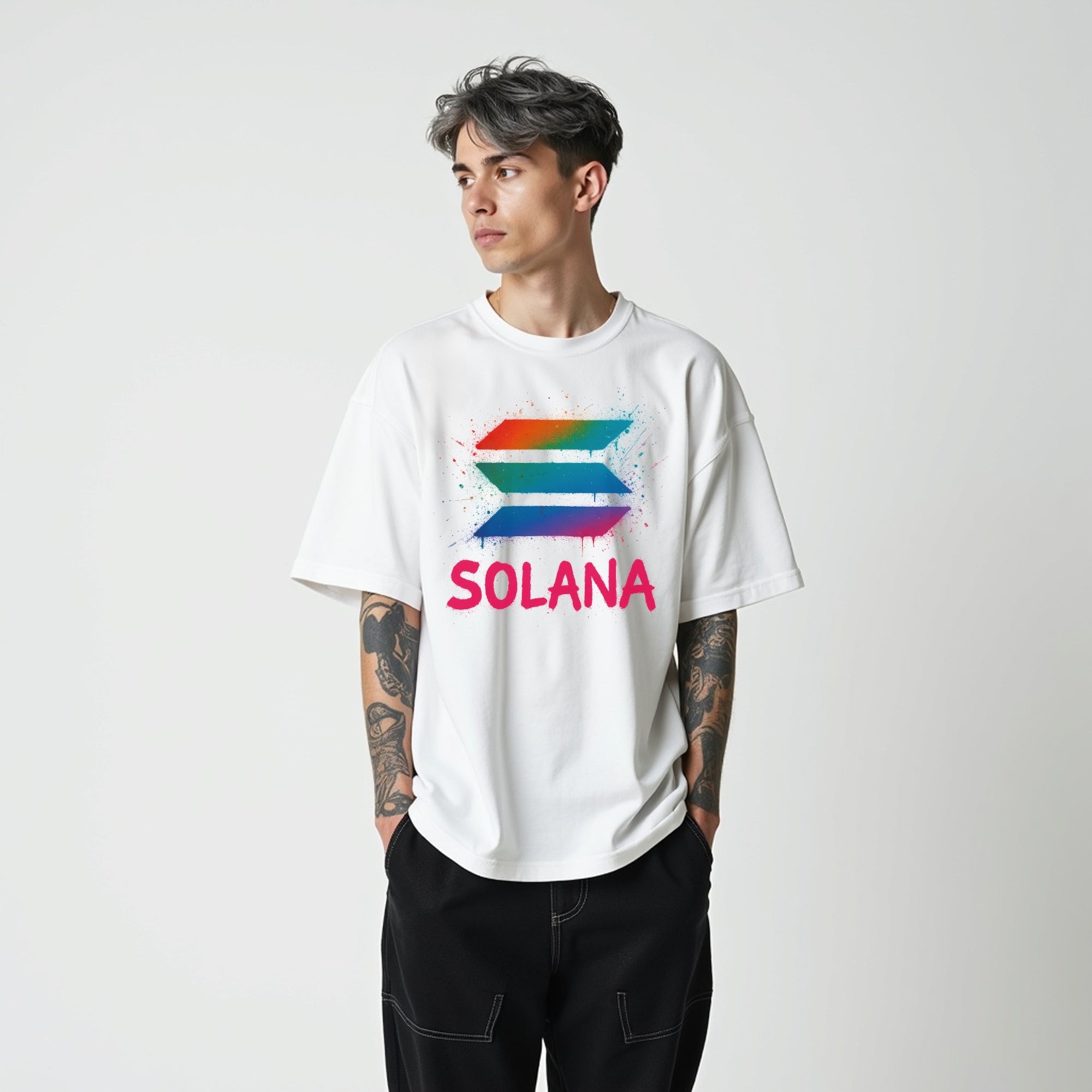 Solana Graffiti Spray T-Shirt | HBAR Crypto Shirt for Traders, Degens & Blockchain Fans | Inspired by Solana