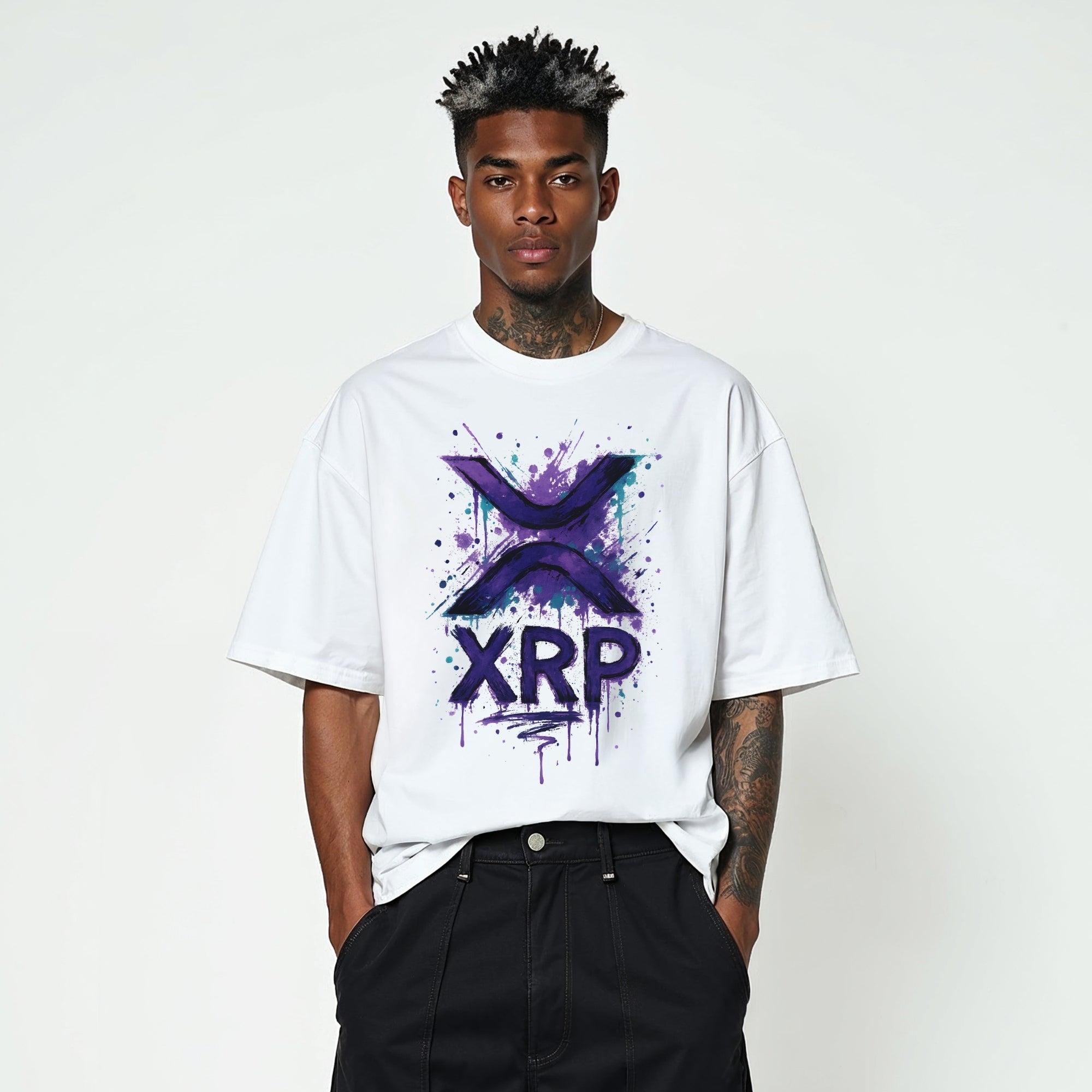 XRP Spray Drip Graffiti T-Shirt | Crypto Shirt for Traders, Degens & Blockchain Fans | Inspired by XRP