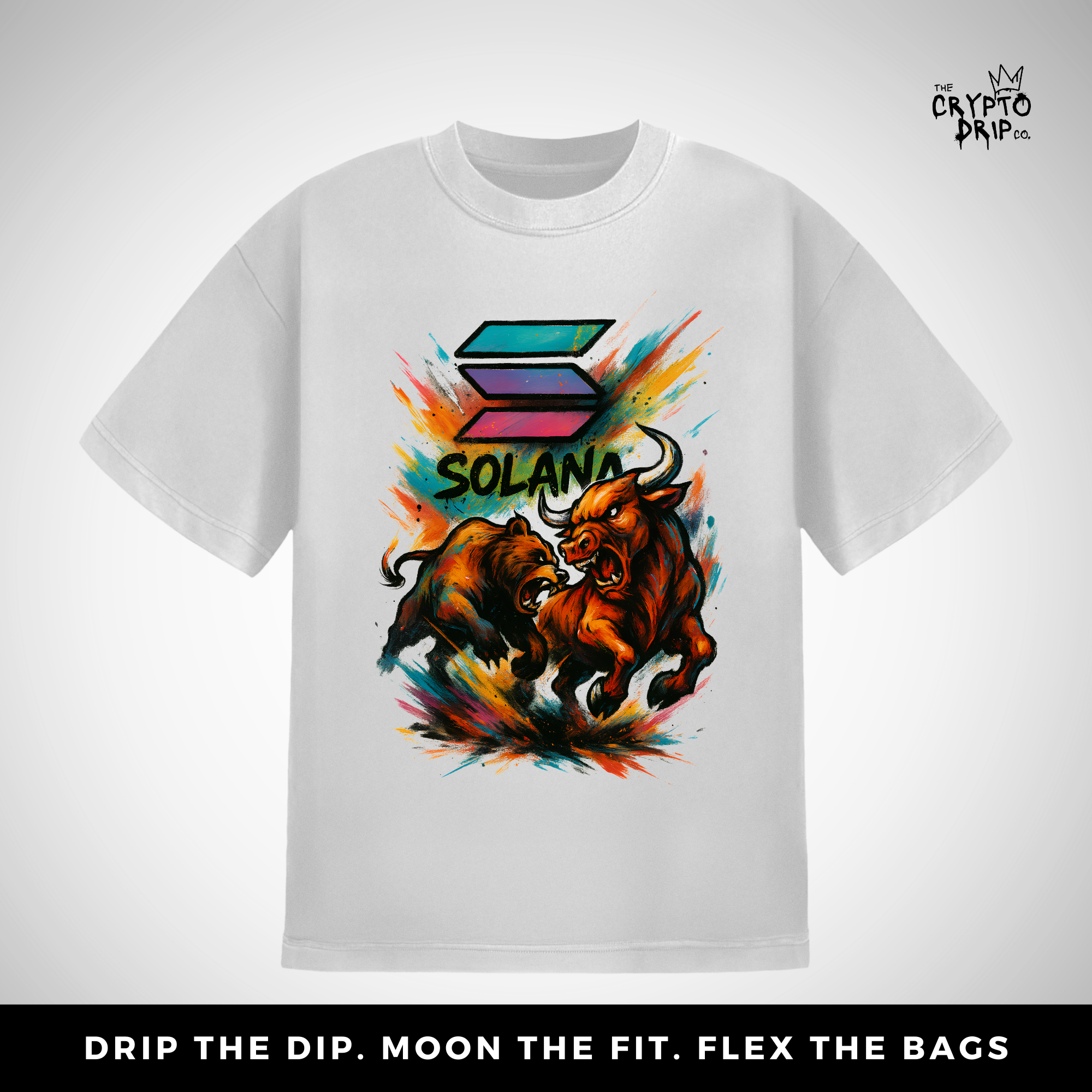 Solana Bull & Bear Graffiti Spray T-Shirt | Crypto Shirt for Traders, Degens & Blockchain Fans | Inspired by Solana