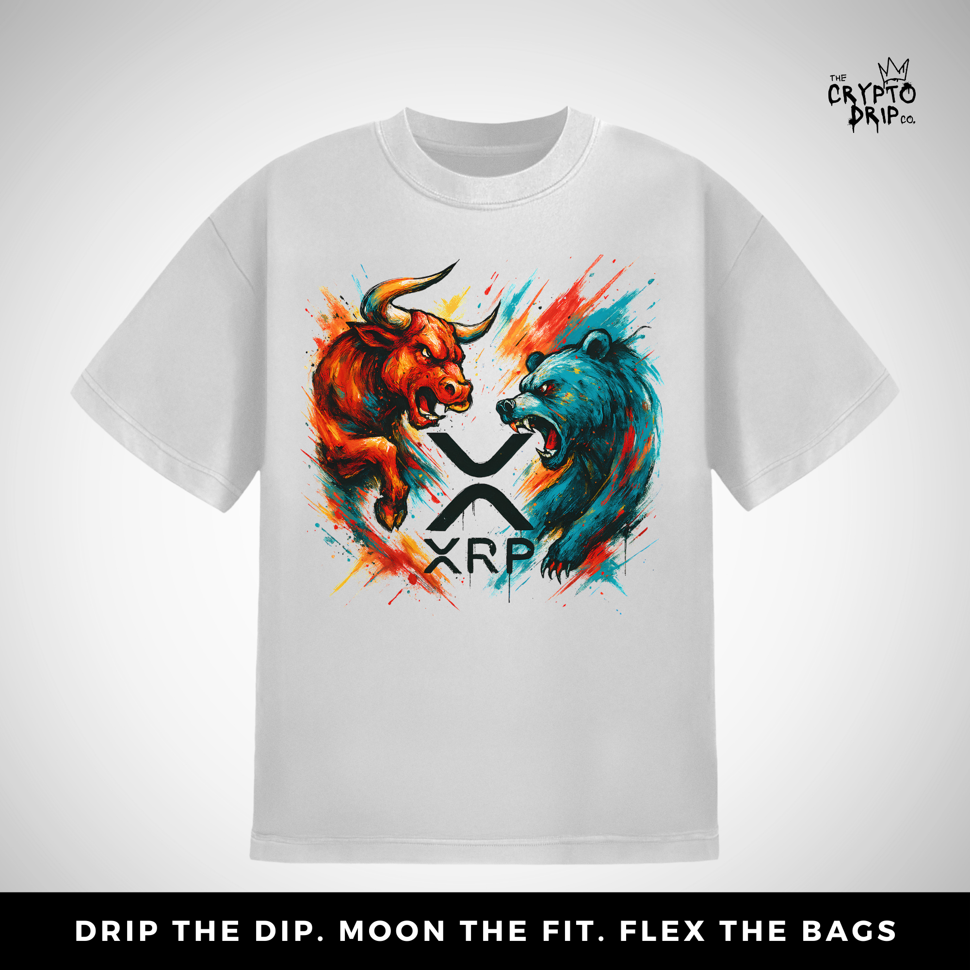 XRP Bull & Bear Splash Graffiti T-Shirt | Crypto Shirt for Traders, Degens & Blockchain Fans | Inspired by XRP