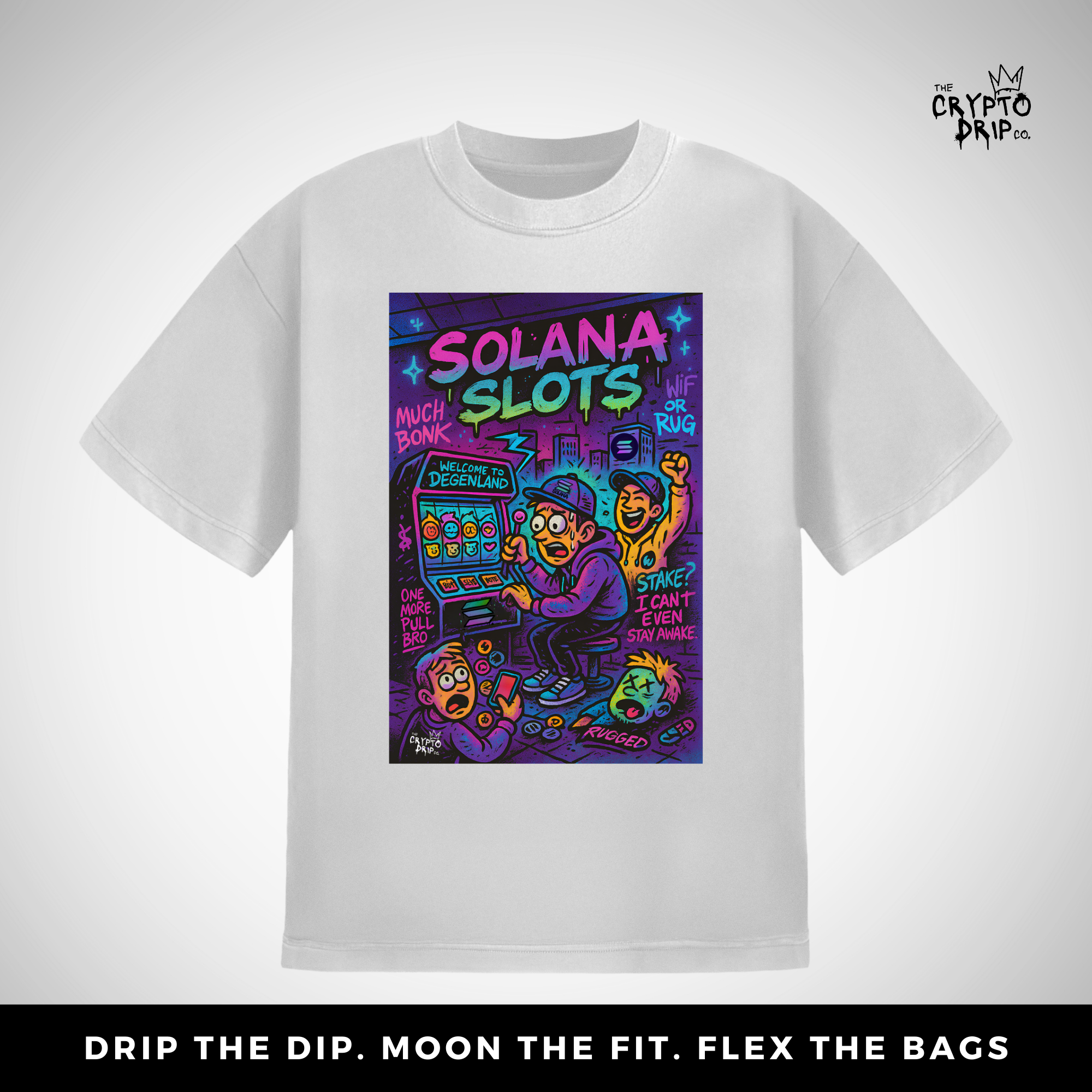 Solana Degen Memecoin Slots T-Shirt | Crypto Shirt for Traders, Degens & Blockchain Fans | Inspired by Solana