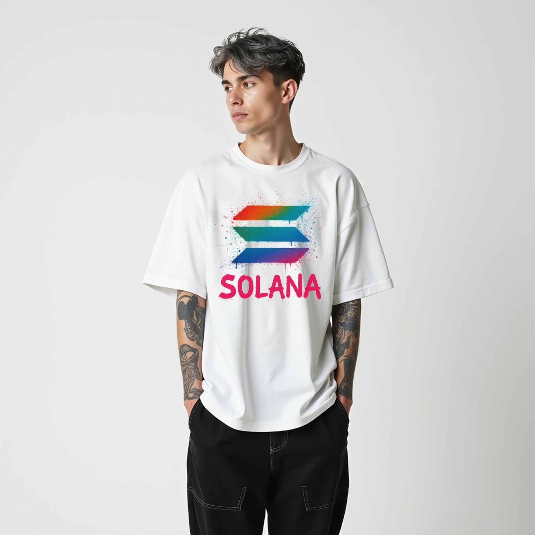 Solana Graffiti Spray T-Shirt | HBAR Crypto Shirt for Traders, Degens & Blockchain Fans | Inspired by Solana